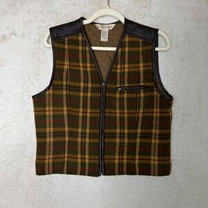 Vintage Casual Corner Plaid Wool Blend Vest Equestrian Preppy Cottagecore